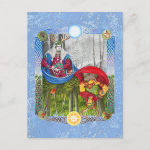 Holly King en Oak King Dubbelportret miniprint Briefkaart