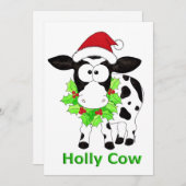 Holly Koe Kerst Feestdagenkaart (Voorkant / Achterkant)