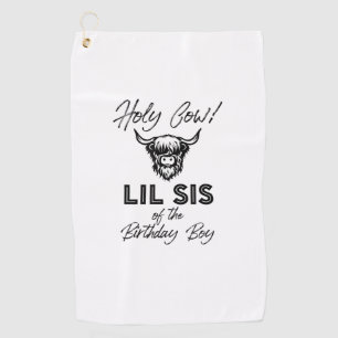 Holly Koe Lil Sis van de Birthday Boy Highland Koe Golfhanddoek