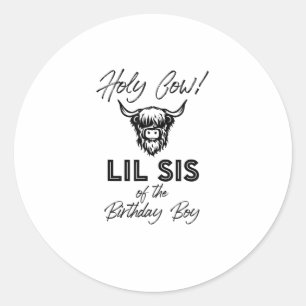 Holly Koe Lil Sis van de Birthday Boy Highland Koe Ronde Sticker