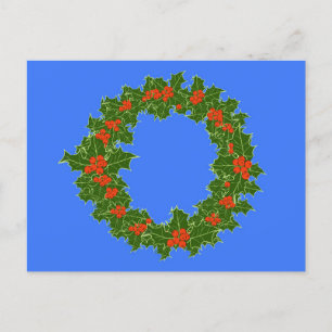 Holly krans & rode bessen voor Kerstmis Briefkaart