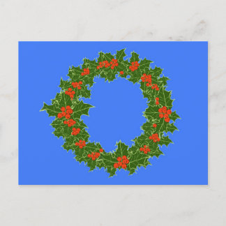 Holly krans & rode bessen voor Kerstmis Briefkaart