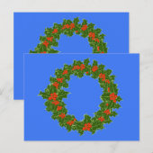 Holly krans & rode bessen voor Kerstmis Briefkaart (Voorkant / Achterkant)
