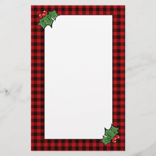Holly laat bessen klassieke rode buffel plaid briefpapier