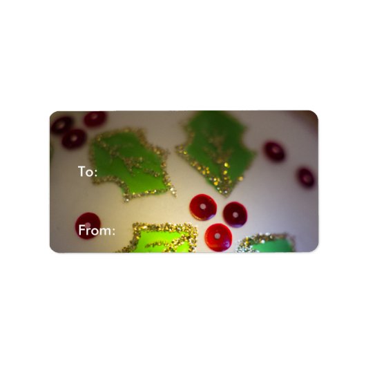 Holly Leaf and Berries Ornament Gift Labels (Voorkant)