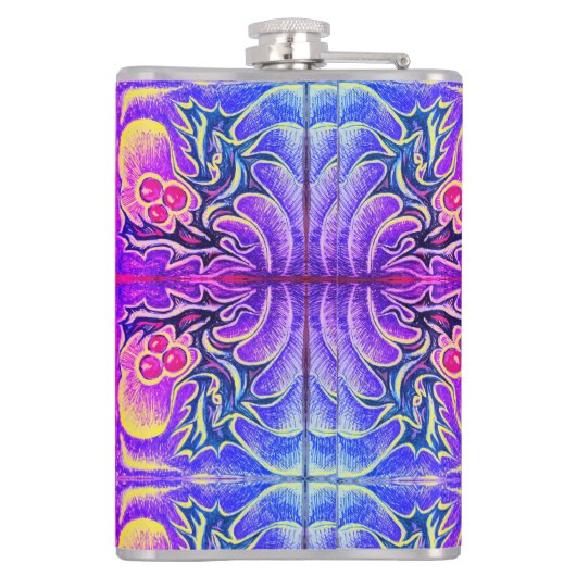 Holly Leaf en Berry Kleurrijk Heupfles (Achterkant)