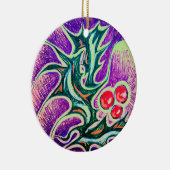 Holly Leaf en Berry Kleurrijk Keramisch Ornament (Rechts)