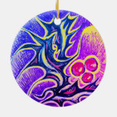 Holly Leaf en Berry Kleurrijk Keramisch Ornament (Achterkant)