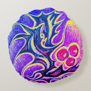 Holly Leaf en Berry Kleurrijk Rond Kussen