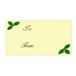 Holly Leaves and Berries Cadeau Label Label