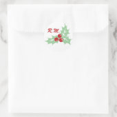 Holly Leaves and Berries Monogram Holiday Sticker (Tas)