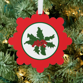 holly leaves and berries ornament kaart