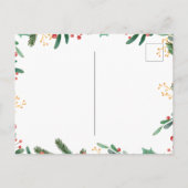 Holly Leaves Berry kerst | Datum opslaan Aankondigingskaart (Achterkant)