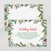 Holly Leaves Berry kerst | Weddengegevens Kaart (Voorkant / Achterkant)