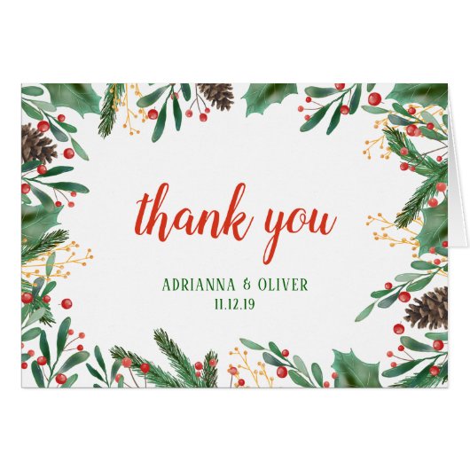 Holly Leaves Berry kerst | Weddenschap Hartelijk d (Voorkant Horizontaal)