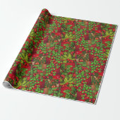 Holly Leaves en Berries Cadeaupapier (Uitgerold)