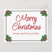 Holly Leaves, Holly berries, Kerstmis Briefkaart (Voorkant)