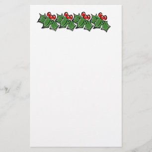 Holly Leaves, Holly berries, Kerstmis Briefpapier