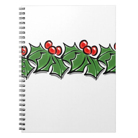 Holly Leaves, Holly berries, Kerstmis Notitieboek (Voorkant)