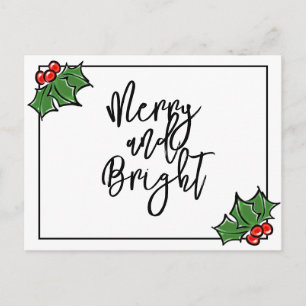 Holly Leaves, Holly berries, prettig vakantiepatro Briefkaart