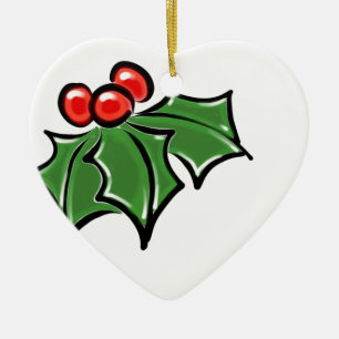 Holly Leaves, Holly berries, prettige vakantie bot Keramisch Ornament