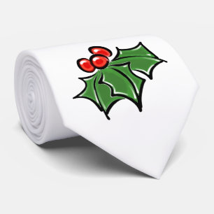 Holly Leaves, Holly berries, prettige vakantie bot Stropdas