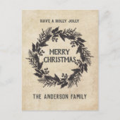  Holly Leaves krans Kerstmis Feestdagenkaart (Voorkant)