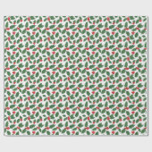 Holly Leaves & Red Berries Classic Christmas Cadeaupapier (Vlak)