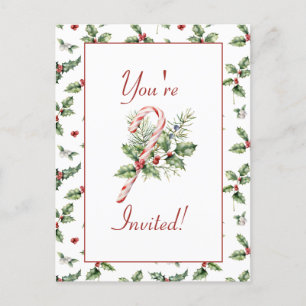 Holly Leaves, Red Berries, Mistletoe, Kandriet Briefkaart