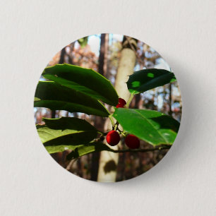 Holly left I Holiday Botanical Ronde Button 5,7 Cm