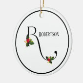 Holly letter R monogram en naam Kerstmis Keramisch Ornament (Links)