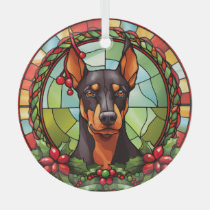 Holly Lijst Doberman Pinscher Hondenkerst Glas Ornament
