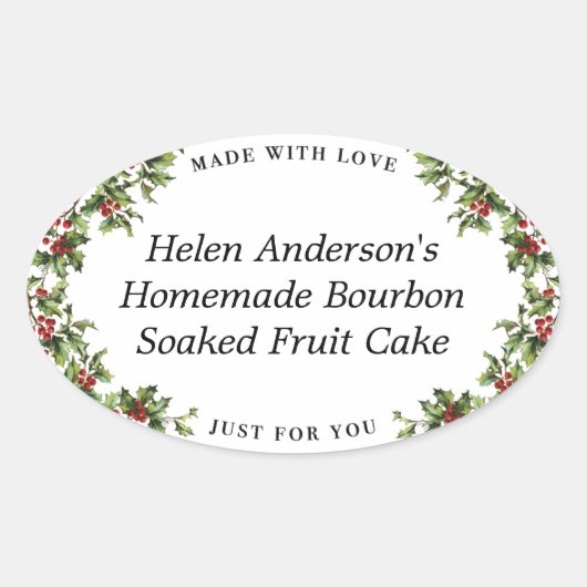 Holly Lijst Ovaal kerstcadeau label (Voorkant)