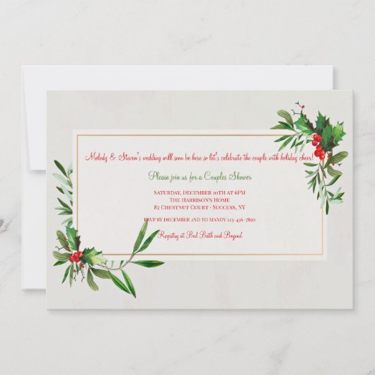 Holly Lijst Shower Invitation Kaart (Voorkant)