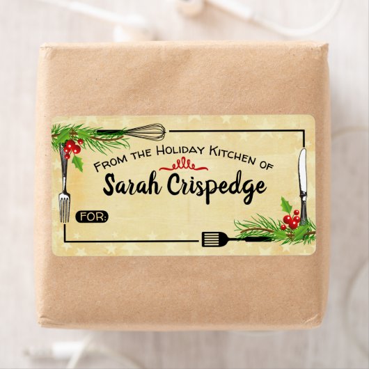 Holly maakt kerstvakantie bakken etiket (Insitu)