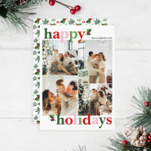 Holly Merry Bright Fun Family Holiday Card