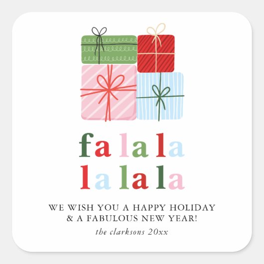 Holly Merry & Bright Holiday Kaart Vierkante Sticker (Voorkant)