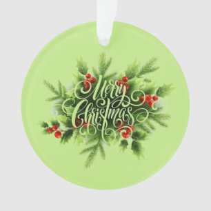 Holly Merry Christmas Acryl Ornament