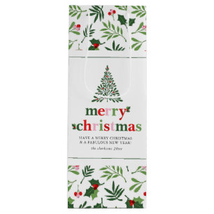 Holly Merry Christmas Bright Fun Wijn Cadeautas