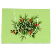 Holly Merry kerst Large Gift Bag Groot Cadeauzakje (Achterkant)