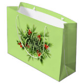 Holly Merry kerst Large Gift Bag Groot Cadeauzakje (Achterkant Gekanteld)
