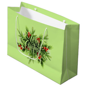 Holly Merry kerst Large Gift Bag Groot Cadeauzakje