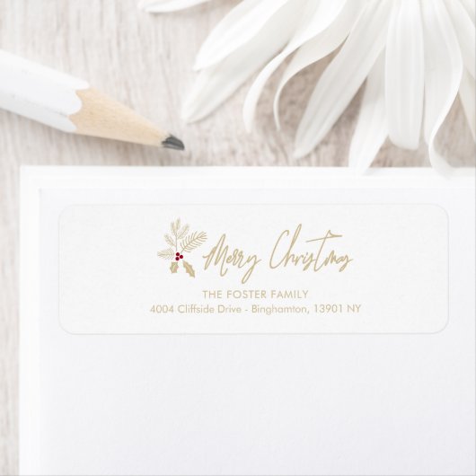 Holly Merry Kerstmis Whimsical Typography Quote Etiket (Insitu)