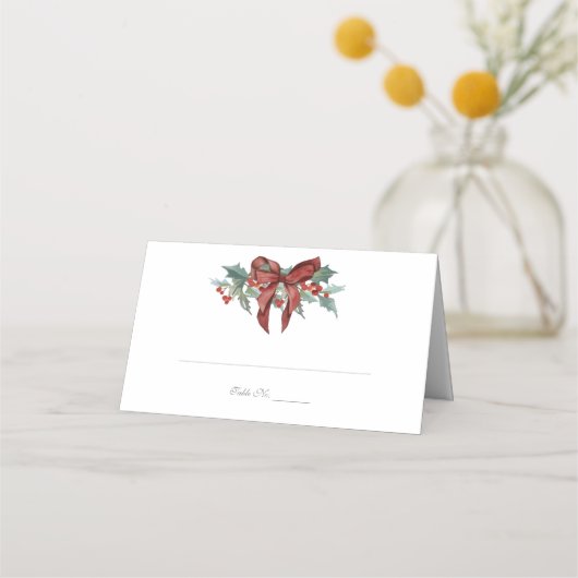Holly met Bow Place Cards (Voorkant)