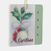 Holly met kerstmis met Bow Pastel Keramisch Ornament (Rechts)
