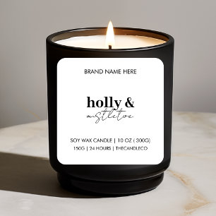 Holly & Mistletoe Kerstkaars Label   elegant