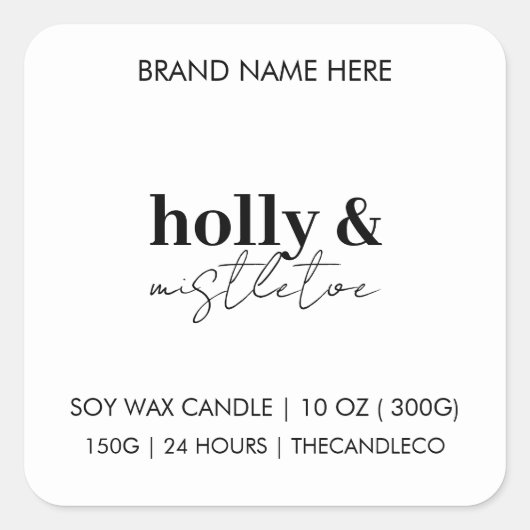 Holly & Mistletoe Kerstkaars Label | elegant (Voorkant)