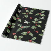Holly Mistletoe Pattern Cadeaupapier (Uitgerold)