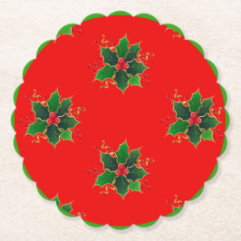 Holly Mistletoe Pattern Onderzetter