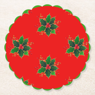 Holly Mistletoe Pattern Onderzetter